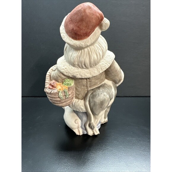 Christmas Hand Painted Atlantic Mold Ceramic Santa W Farm Animals 10" - Picture 5 of 8